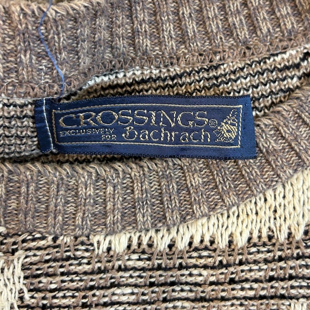 Vintage Bachrach Sweater Womens Brown Fair Isle Yacht Knit Hippie‎ Boho Grandma - Picture 7 of 10